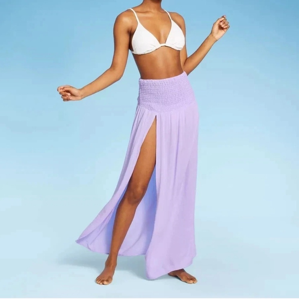 Wild Fable Coverup Dress Skirt Swim Purple Smocked Convertible